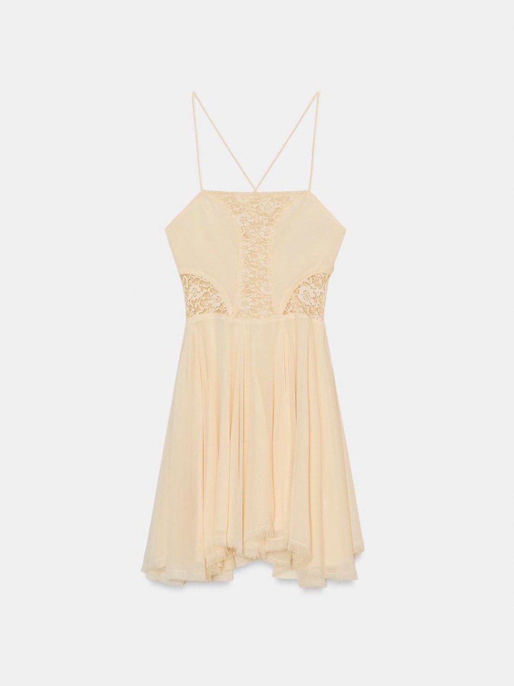 BNWT Zara Cream Lace Fairy Hem Godet Dress